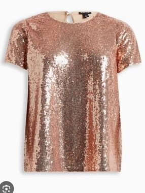 TORRID ABBEY Sequin Short Sleeve Top champagne Boho Rose Gold Plus 3 Queen